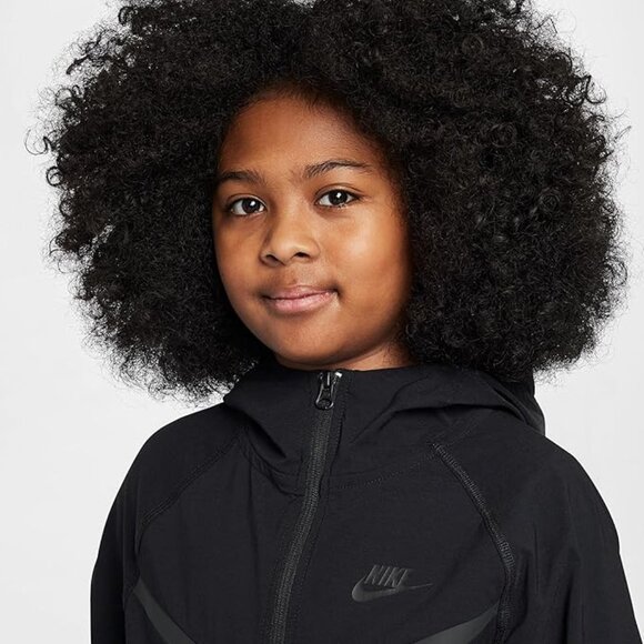 Nike Tech Big Kids Woven Jacket in Black/Black A28 - Picture 3 of 6